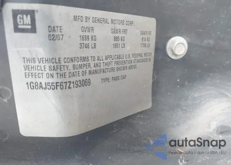 2007 Saturn Ion 2 from USA, damaged, VIN 1G8AJ55F67Z193069